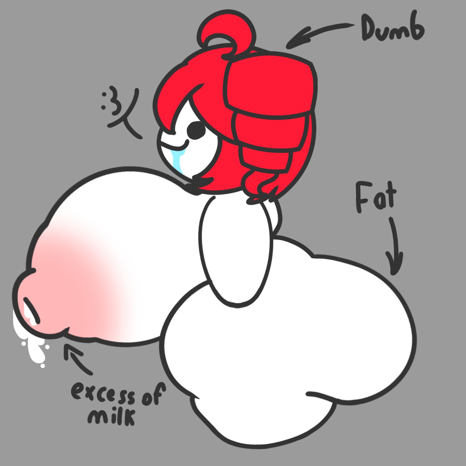 :3, 1girls, 2d, 2d (artwork), ahoge, areolae, ass, big ass, big breasts, big nipples, breasts, breasts out, chibi, chibi only, chubby, chubby female, creature, dot eyes, drool, drooling, dumb, english text, erotic chibi, fat ass, fat thighs, female, female only, funny, gigantic breasts, grey background, huge ass, huge breasts, huge nipples, huge thighs, hyper ass, hyper breasts, kasane teto, lactating, lactation, large areolae, large ass, large breasts, massive breasts, mob face, nipples, nitnat, red hair, shortstack, side view, solo, solo female, text, thick thighs, thighhighs, thighs, twin drills, utau, voluptuous, voluptuous female, white skin, wide hips