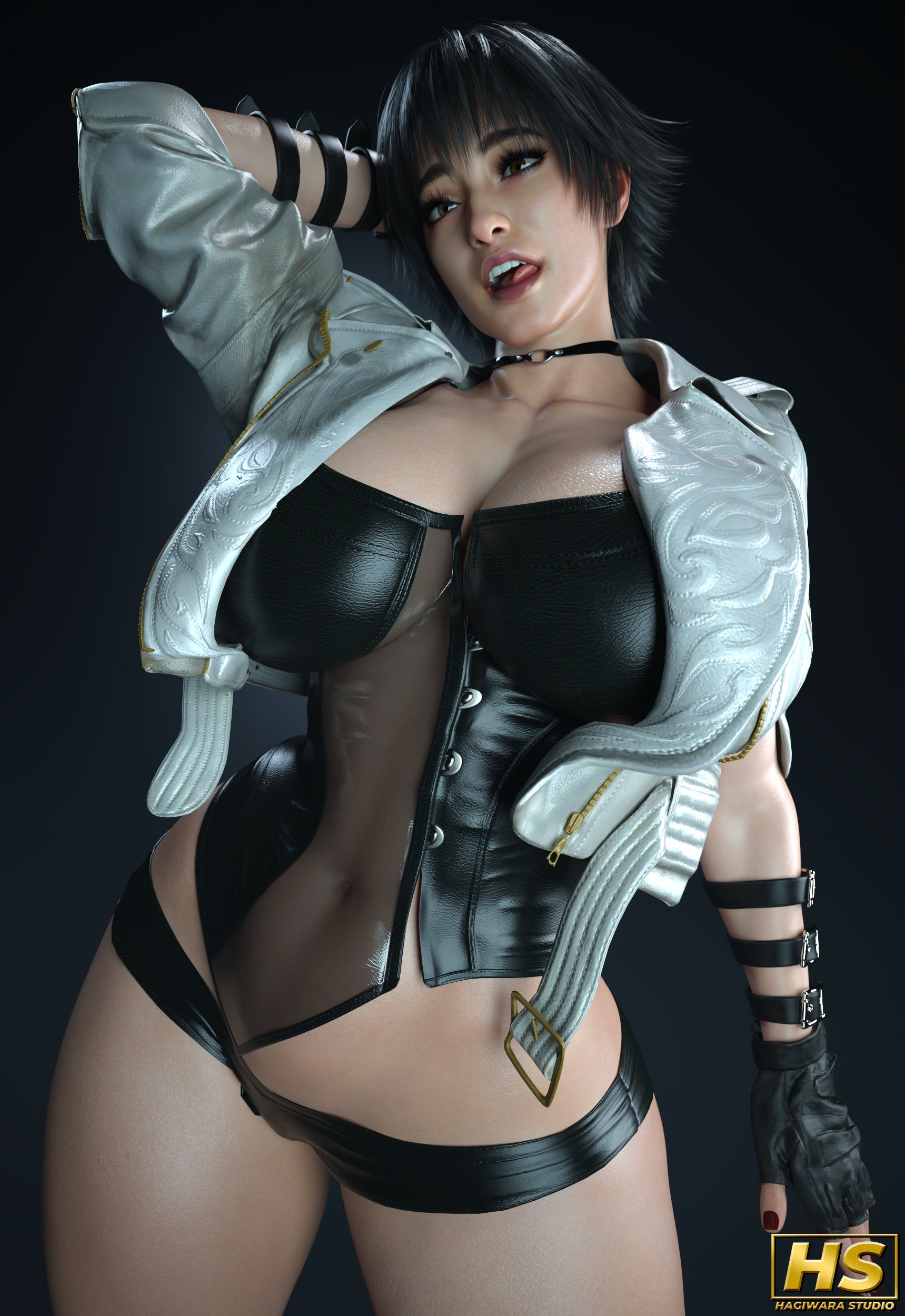 1girls, 3d, ass, big ass, big breasts, black hair, breasts, capcom, devil may cry, devil may cry (series), devil may cry 5, female, female only, hagiwara studio, hair, heterochromia, huge breasts, lady (devil may cry), large breasts, light skin, light-skinned female, short hair, thick thighs, voluptuous, voluptuous female