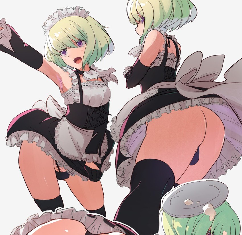 androgynous, ass, ass focus, big ass, bulge, crossdressing, femboy, kyantama land, lio fotia, maid, maid uniform, male, promare, uniform