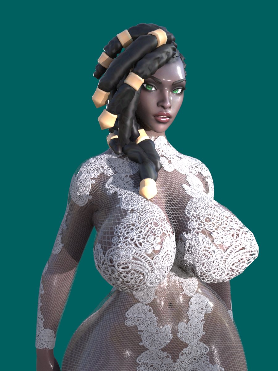 1girls, 3d, 3d (artwork), african, african female, artist request, black hair, breasts, breasts covered, curvy, curvy body, curvy female, curvy figure, dark skin, dark-skinned female, dreadlocks, female, female focus, female only, green background, green eyes, hi res, hips, hourglass figure, hourglass figured female, large breasts, league of legends, league of legends: wild rift, lips, nipples covered, riot games, senna (league of legends), simple background, thick, thighs, wide hips