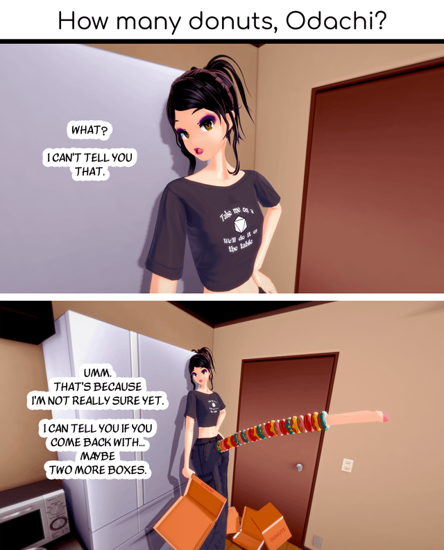 1futa 3d crop_top donut donut_on_penis fridge futanari hyper_penis intersex jdelta long_penis stacking tagme very_long_penis