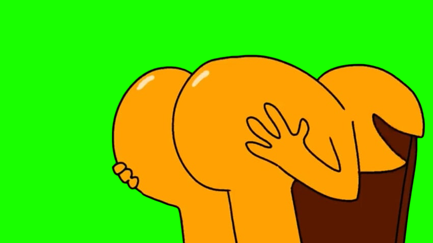 1boy 1male 1man 4_fingers artonio big_ass big_butt brown_chair bubble_ass bubble_butt chair grabbing_ass grabbing_butt grabbing_self green_background green_screen hi_res high_resolution highres huge_ass huge_butt male male_only no_eyes no_penis open_mouth pac-man pac-man_(series) poorly_drawn poorly_drawn_hands skinny skinny_male slim slim_male smile smiling solo solo_male yellow_ass yellow_body yellow_butt yellow_skin