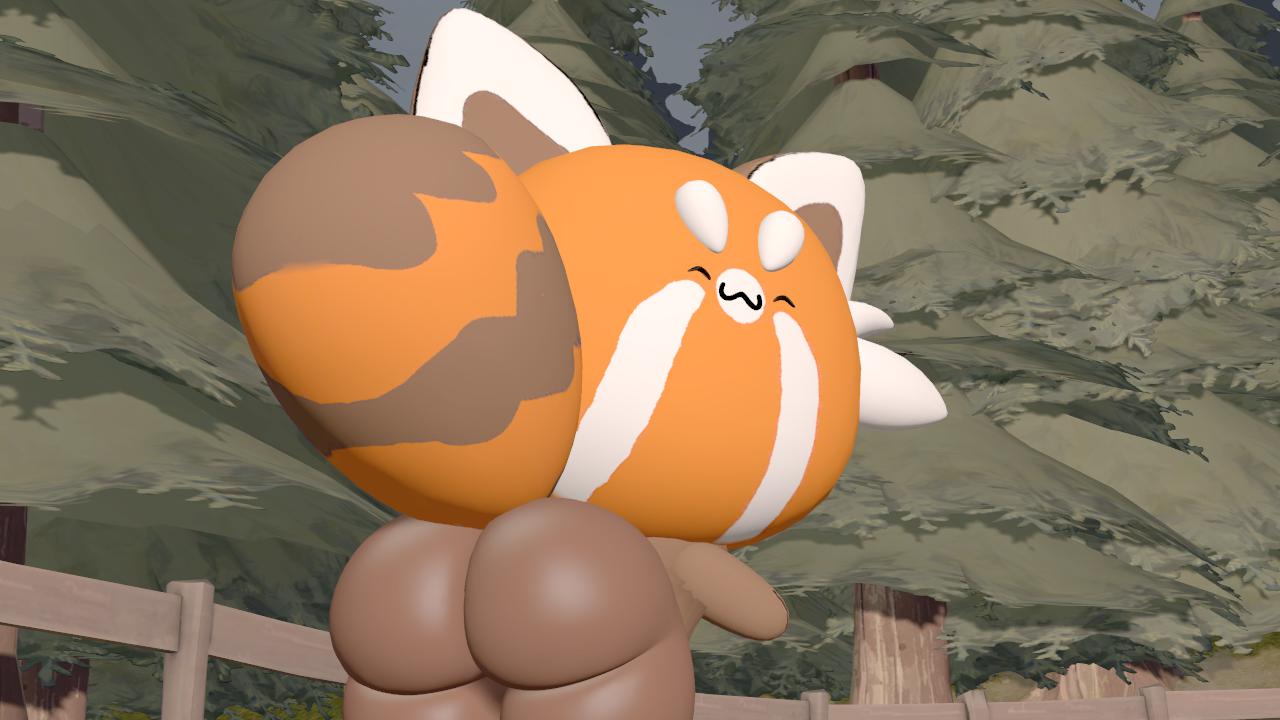 1boy 3d 3d_(artwork) 3d_render ass ass_focus beady_eyes big_ass big_butt brown_body brown_fur bubble_ass bubble_butt chikn_nuggit cub male male_only orange_fur presenting presenting_hindquarters raythemouse red_panda smallray sody_pop sody_pop_(chikn_nuggit) solo solo_focus solo_male striped_tail tease teasing_viewer white_fur young