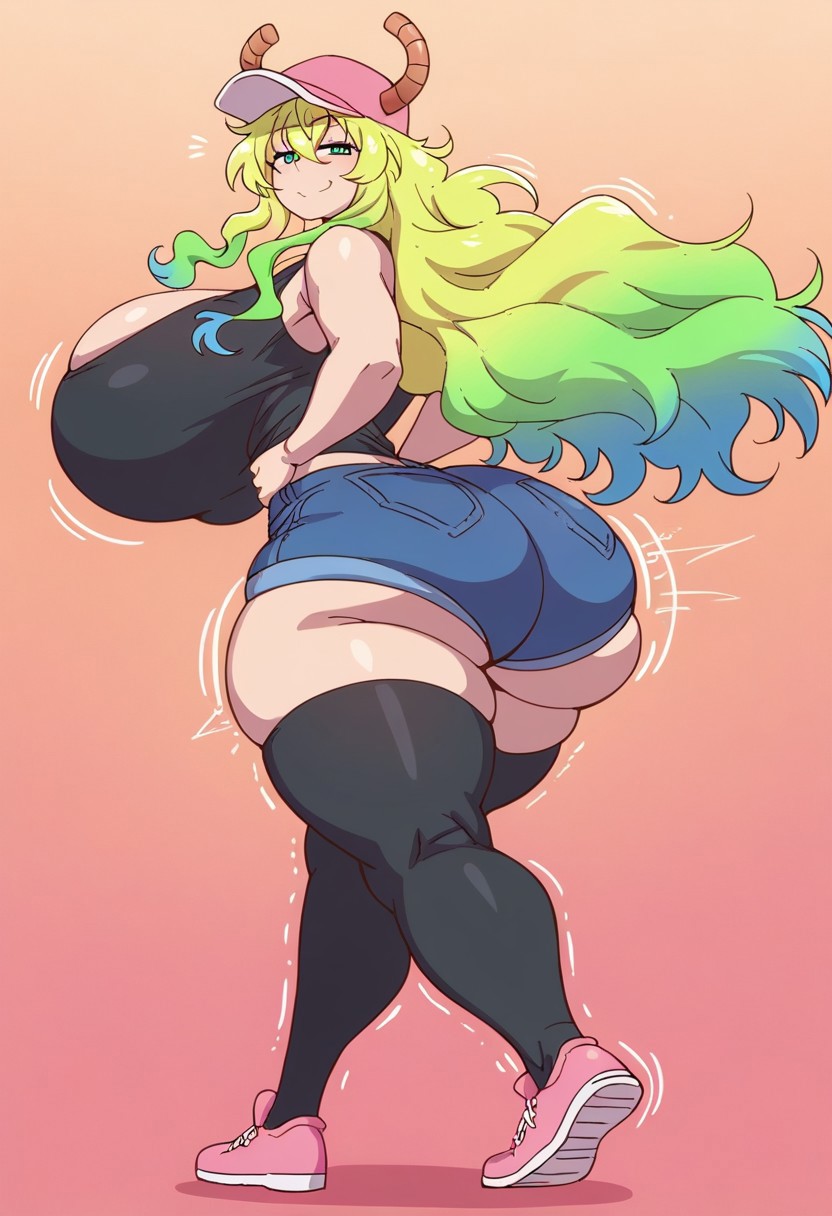 ai_generated big_ass big_breasts gigantic_ass gigantic_breasts gvukub huge_ass huge_breasts miss_kobayashi's_dragon_maid quetzalcoatl_(dragon_maid) thick_thighs walking wide_hips wobbling_ass