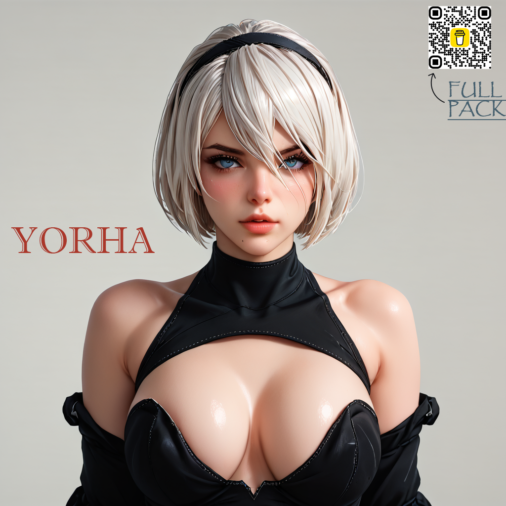 ai_generated big_breasts breasts cleavage cleavage_cutout cleavage_overflow cute yorha_2b yorha_9s