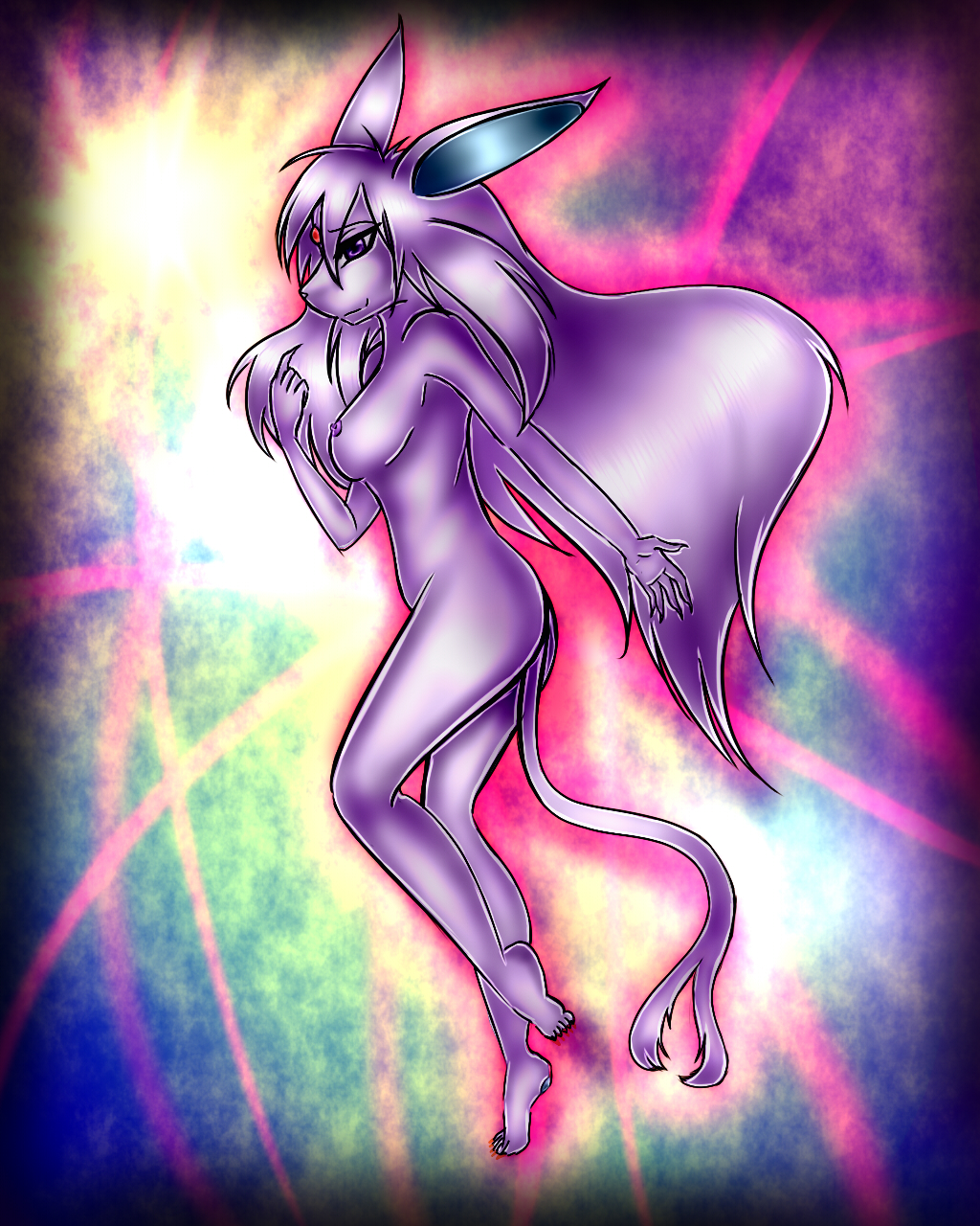 anthro breasts color eeveelution espeon female female_only fur furry nintendo nipples nude pokemon pokemon_(species) setsukaaiko side_view solo tagme