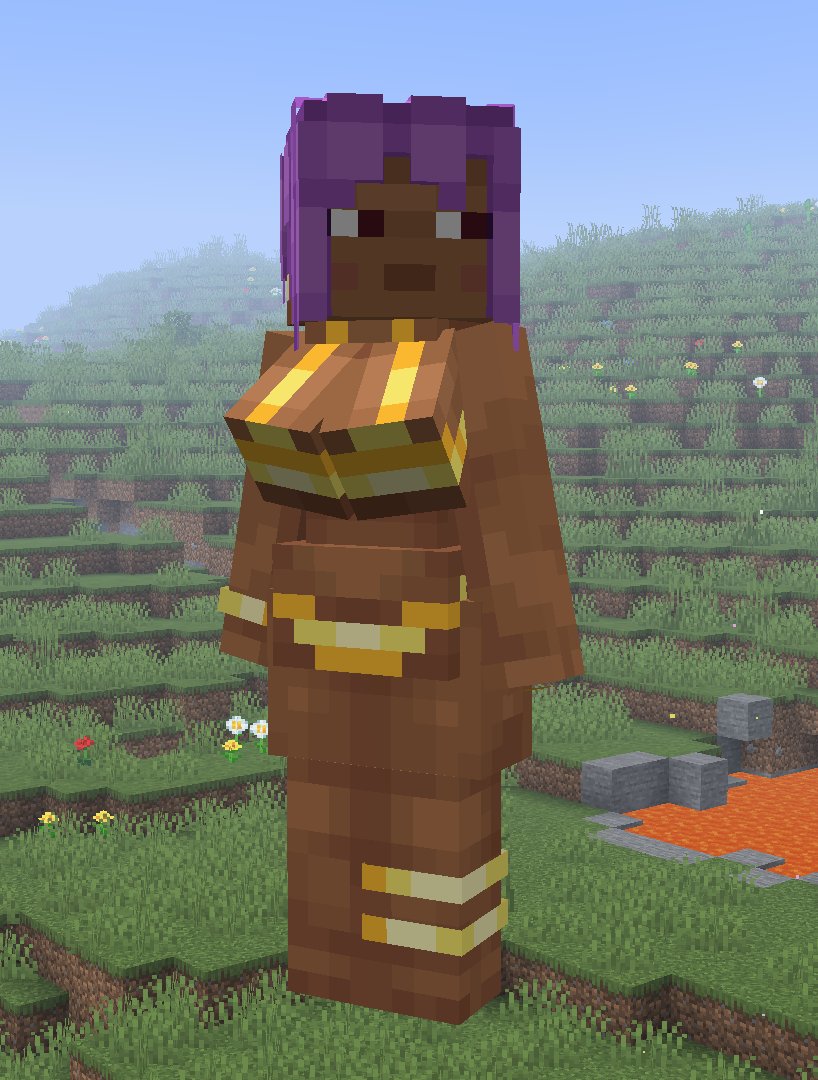 1girls, 3d, 3d (artwork), breasts, dark skin, dark-skinned female, efe (minecraft), female, female focus, female only, golden bikini, golden week, justaybum, microsoft, minecraft, mojang, nipples, purple hair, pussy, short hair, solo, solo female, solo focus, tagme, vagina, video game character, video game franchise, video games