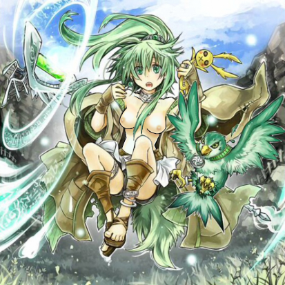 green_hair gusto_(archetype) wynn_the_wind_charmer wynnda_miko_of_the_gusta yu-gi-oh!