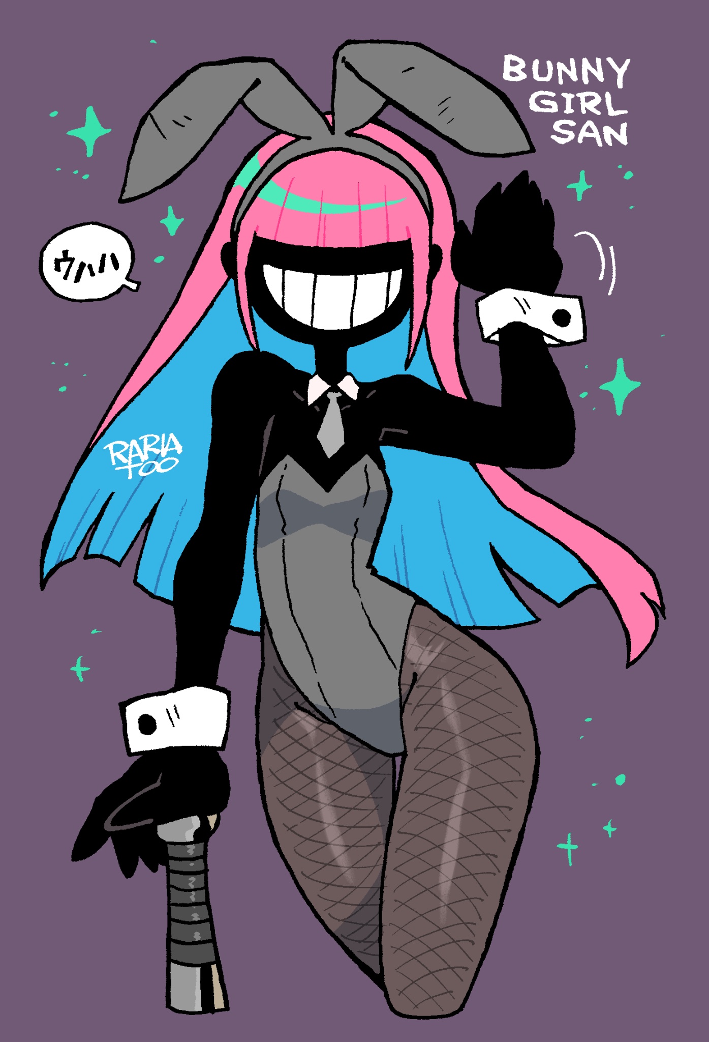 bunny ears, bunnysuit, character request, crap-man, female, leotard, monster girl, original, original character, rariatoo, rariatto (ganguri), tagme