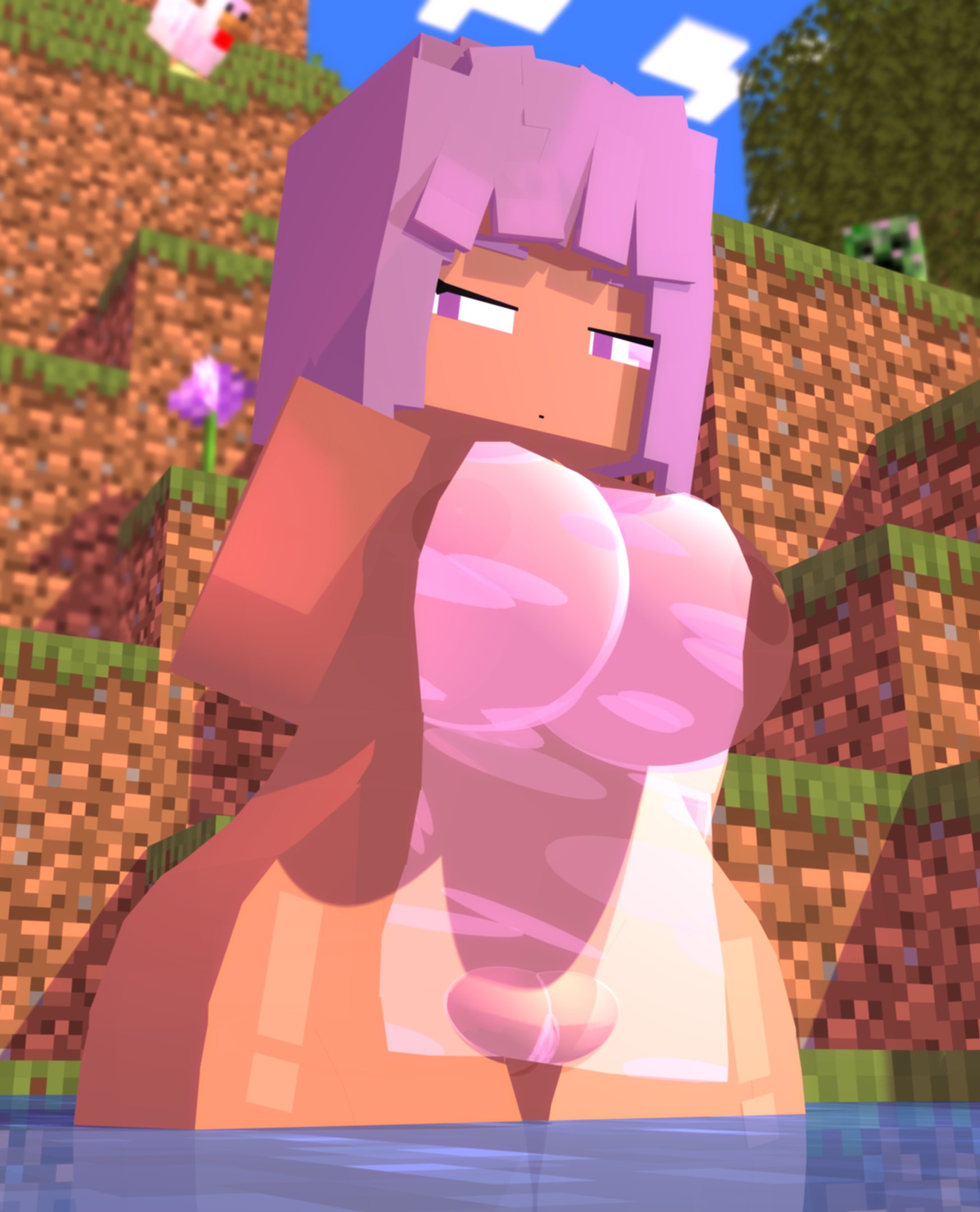 1girls, 3d, 3d (artwork), breasts, dark skin, dark-skinned female, efe (minecraft), female, female focus, female only, microsoft, minecraft, mojang, nipples, purple hair, pussy, short hair, solo, solo female, solo focus, tagme, vagina, veridut, video game character, video game franchise, video games