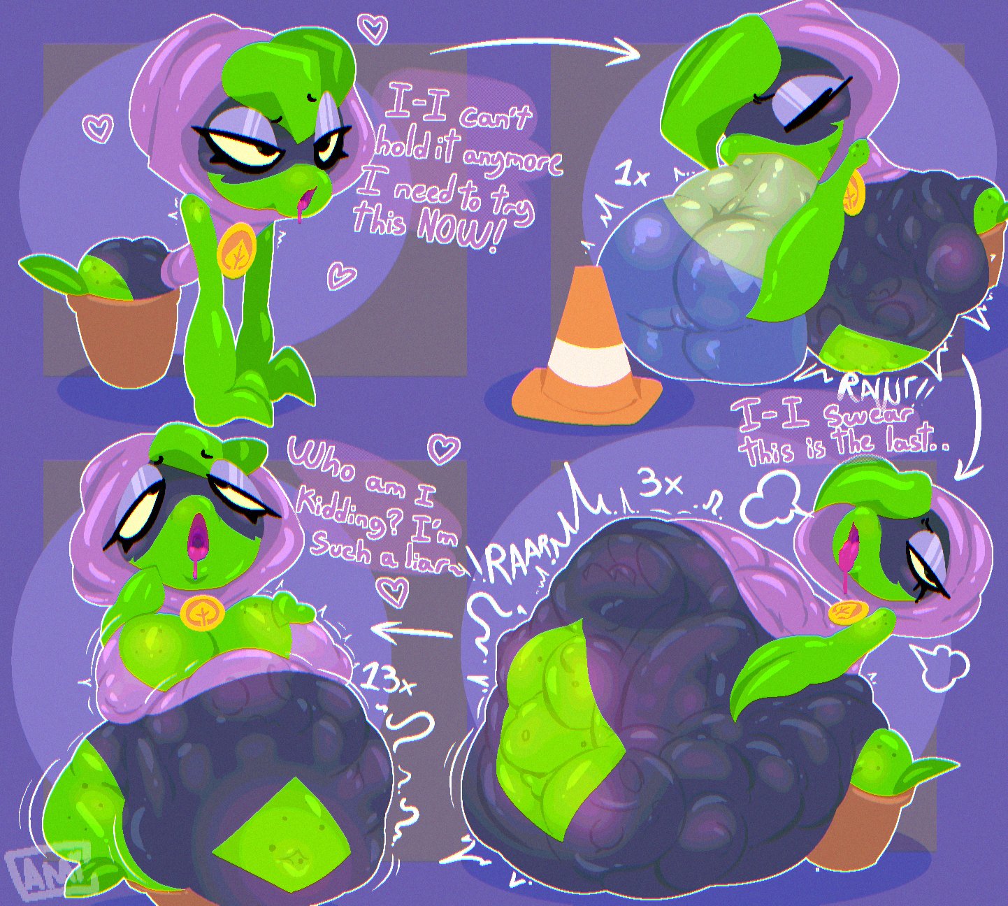 1girls, anthro, anthrofied, ass, belly, belly bulge, breasts, cami gz, camigz, digestion, fat, female, female pred, flora fauna, green shadow (pvz), peashooter (pvz), plant, plant girl, plant humanoid, plantie, plants vs zombies, plants vs. zombies, popcap games, pred, pussy, vore, vore belly
