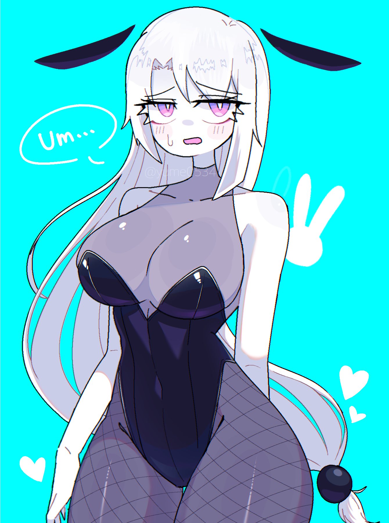 1girls, breasts, bunnysuit, female, female only, oc, original character, sana (yume0534), thighs, yume0534