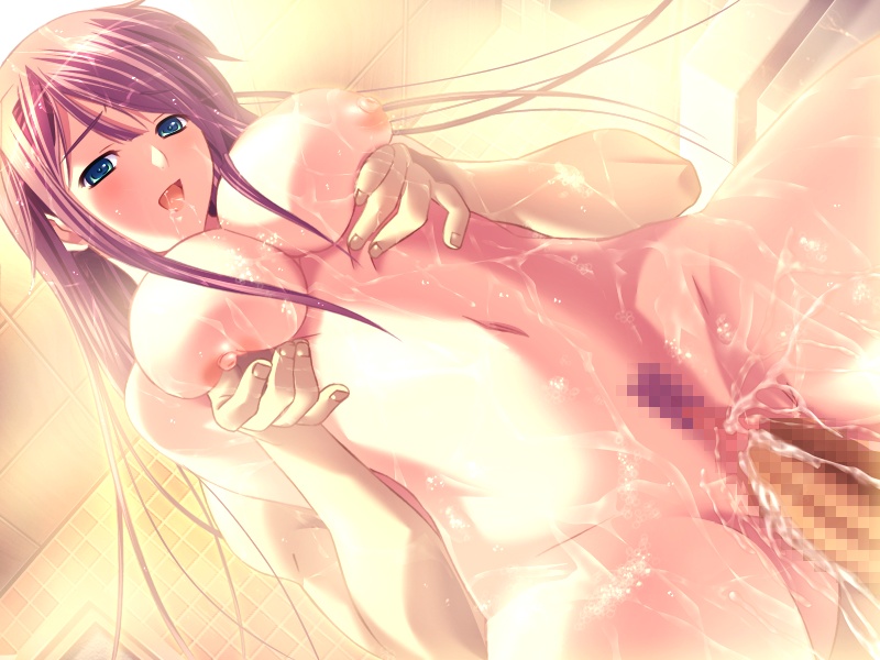 bathroom blue_eyes breast_grab breasts censored colored female game_cg human long_hair m&m_(mickey_and_mackey) natsukami navel nude penis pink_hair sex solo takasato_nanase wet