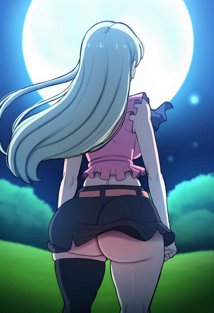 1girls, ass, elizabeth liones, female, nanatsu no taizai, seven deadly sins, skirt, skirt lift, tagme, white hair