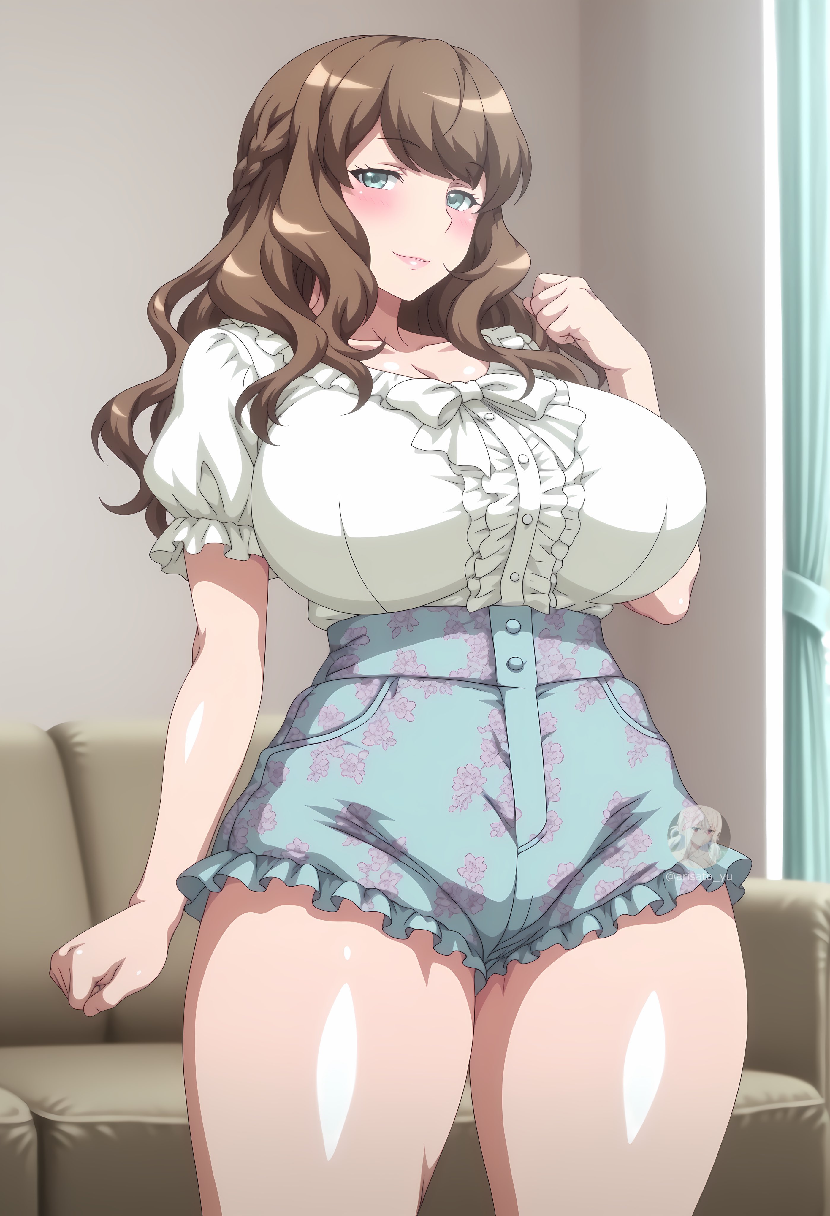 1girls, ai generated, arisato yu, ass, ayami (ecchi na onee-chan ni shiboraretai), blush, breasts, clothed, clothed female, ecchi na onee-chan ni shiboraretai, female, hips, light skin, light-skinned female, thick thighs, thighs, wide hips
