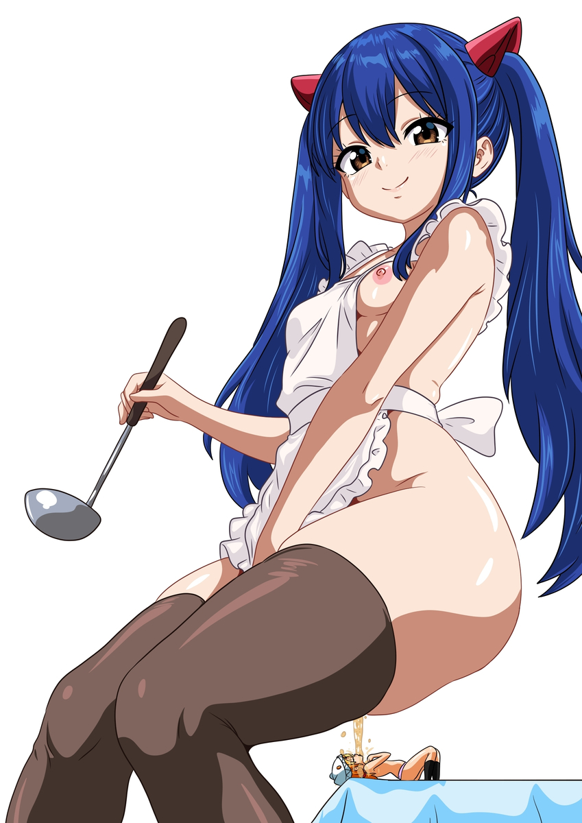 1girls, blue hair, fairy tail, female, female only, micro, naked female, nipples, peeing, sesshoalex, solo, standing pee, stockings, twintails, urinating, urinating female, urination, urophagia, wendy marvell, yuri