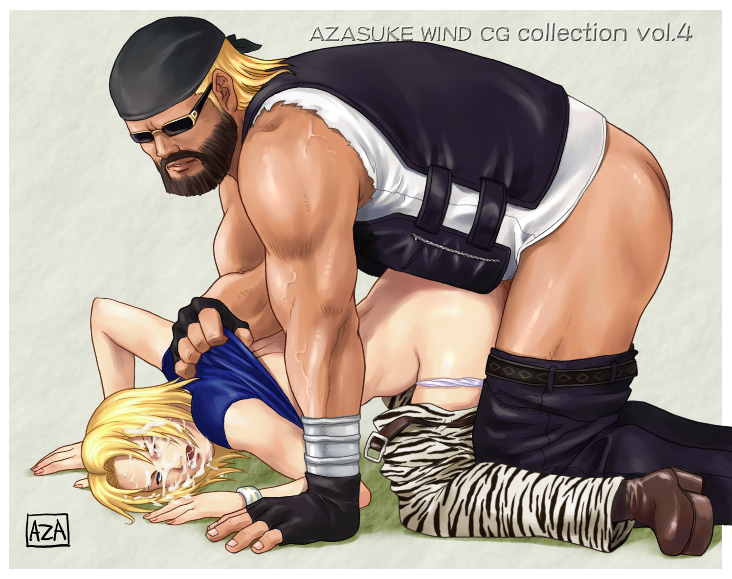 1boy, 1girls, age difference, angry, ass, azasuke, bass armstrong, beard, blonde hair, clothed, clothed sex, cum, cum on hair, dead or alive, defeat, defeat sex, defeated, dilf, doggy style, facial, facial hair, father and daughter, female, from behind, glasses, human, incest, male, panties, pants pull, panty pull, rape, sex, shirt pull, stomach bulge, straight, sunglasses, tina armstrong, top-down bottom-up, underwear