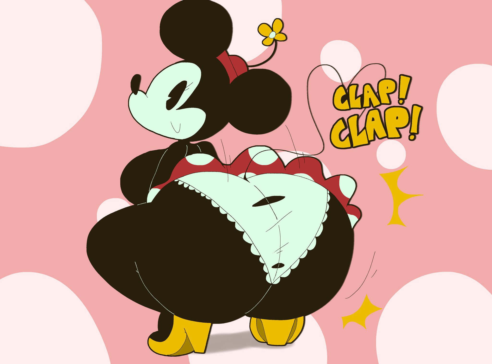 ass focus, big ass, clothed, mickey mouse shorts, minnie mouse, ripped clothing, twerking