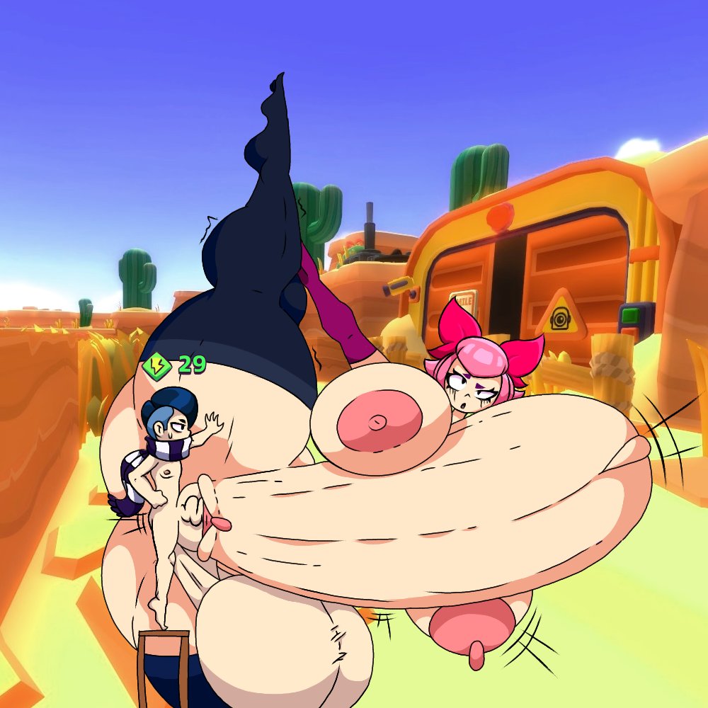 brawl stars, denist lewd, edgar (brawl stars), massive ass, massive breasts, massive cock, massive penis, massive thighs, massive tits, melodie (brawl stars), varix (edit)