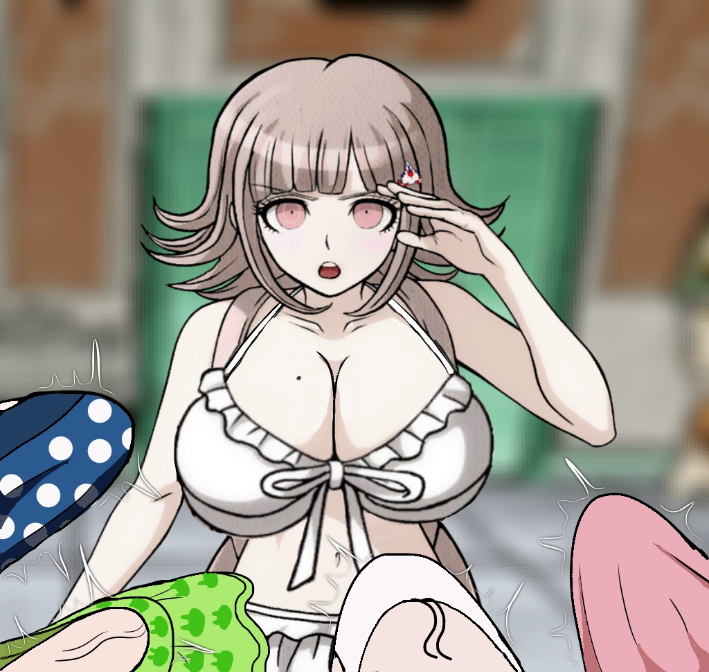 1girls, 4futas, big breasts, bikini, breasts, bulge, danganronpa, danganronpa 2: goodbye despair, erection, faceless futa, female, futa on female, futanari, huge breasts, imminent sex, koizumi mahiru, nanami chiaki, saionji hiyoko, self upload, sonia nevermind, sprite edit, swimsuit, tsumiki mikan, why-am-ihere