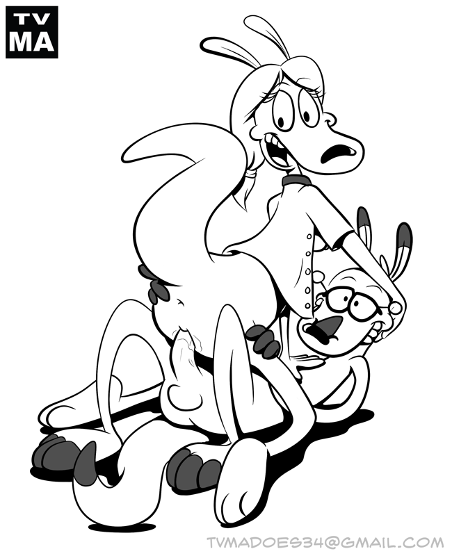 alicia anus bottomless kangaroo line_art lineart male monochrome penis rocko's_modern_life tvma wallaby