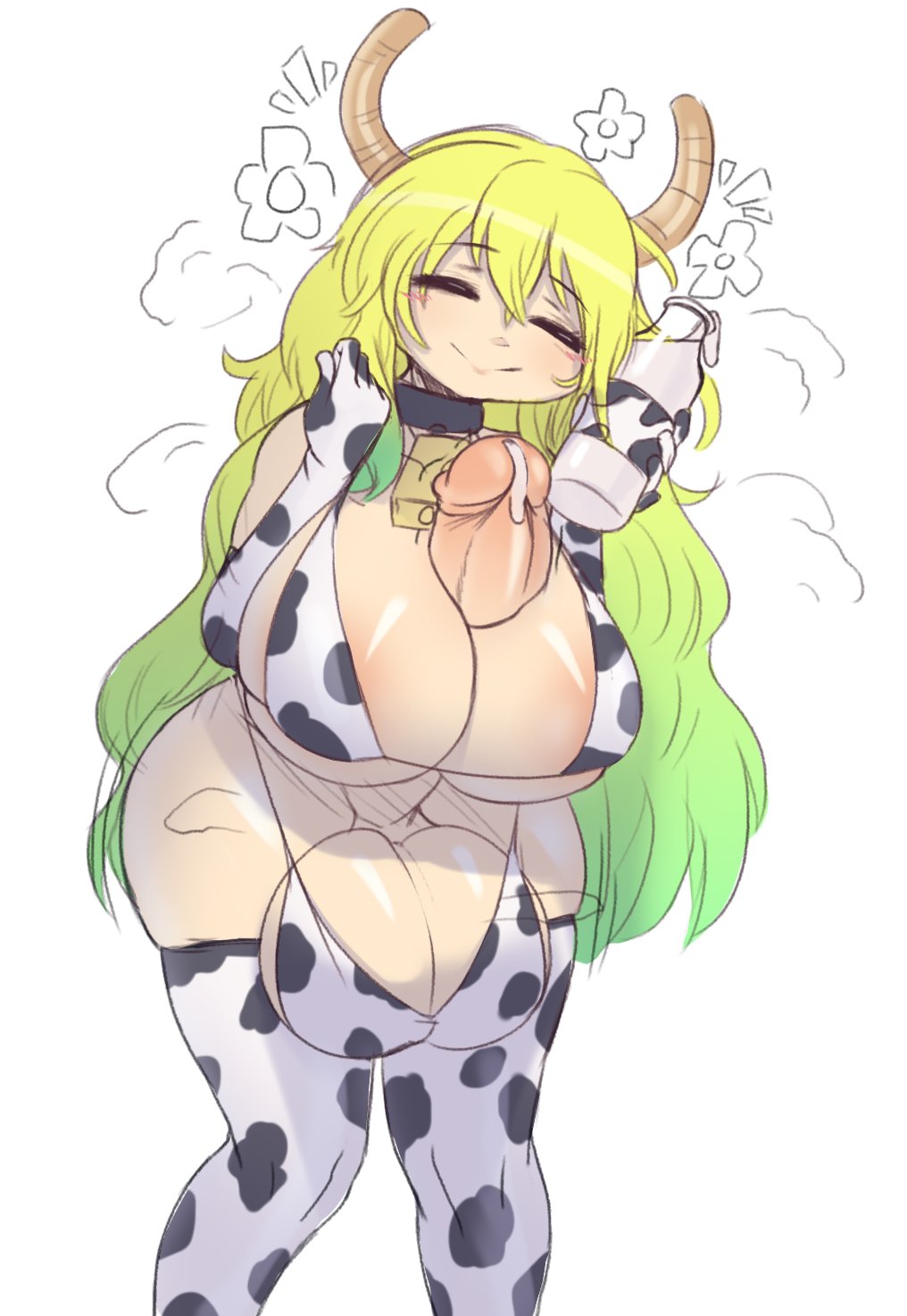 cow print, cum, futa, futanari, kobayashi-san chi no maidragon, lucoa (maidragon), plundered, quetzalcoatl (dragon maid), quetzalcoatl (maidragon), tagme