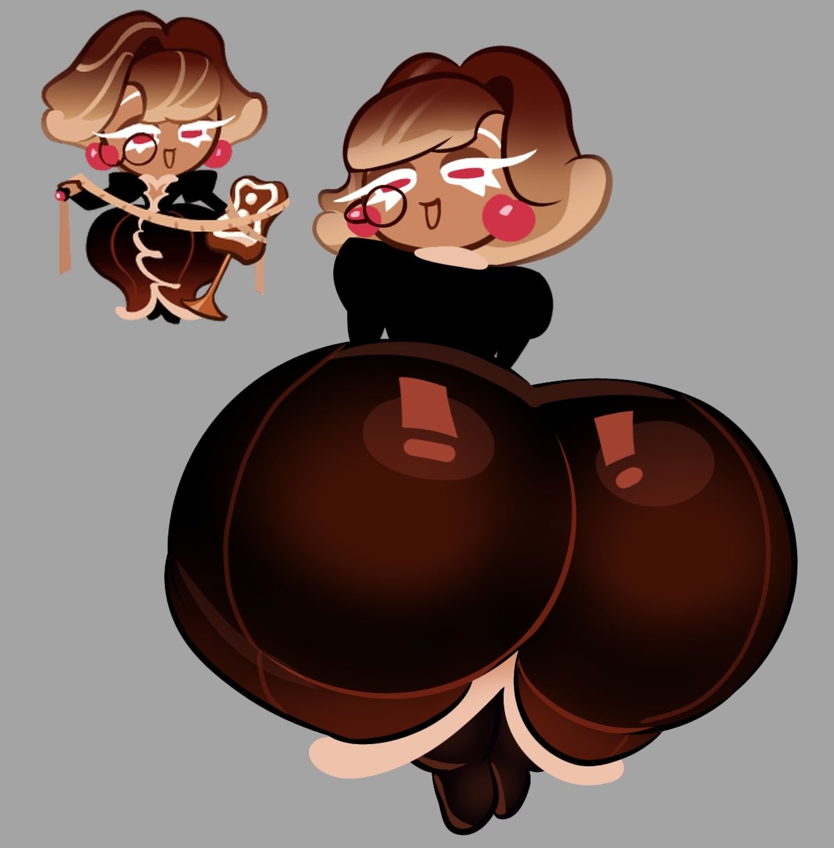 1girl, 1girls, 2d, 2d (artwork), 2d art, 2d artwork, accurate art style, ass, ass bigger than head, ass crack, ass focus, ass up, big ass, big butt, bunnydudeart, butt, butt crack, butt focus, buttocks, chocolate bonbon cookie, clothed, clothing, cookie, cookie run, digital drawing, digital drawing (artwork), digital media, digital media (artwork), fat ass, fat butt, female, female focus, female only, huge ass, huge butt, large ass, large butt, looking at viewer, looking back, reference, reference image, solo, solo focus