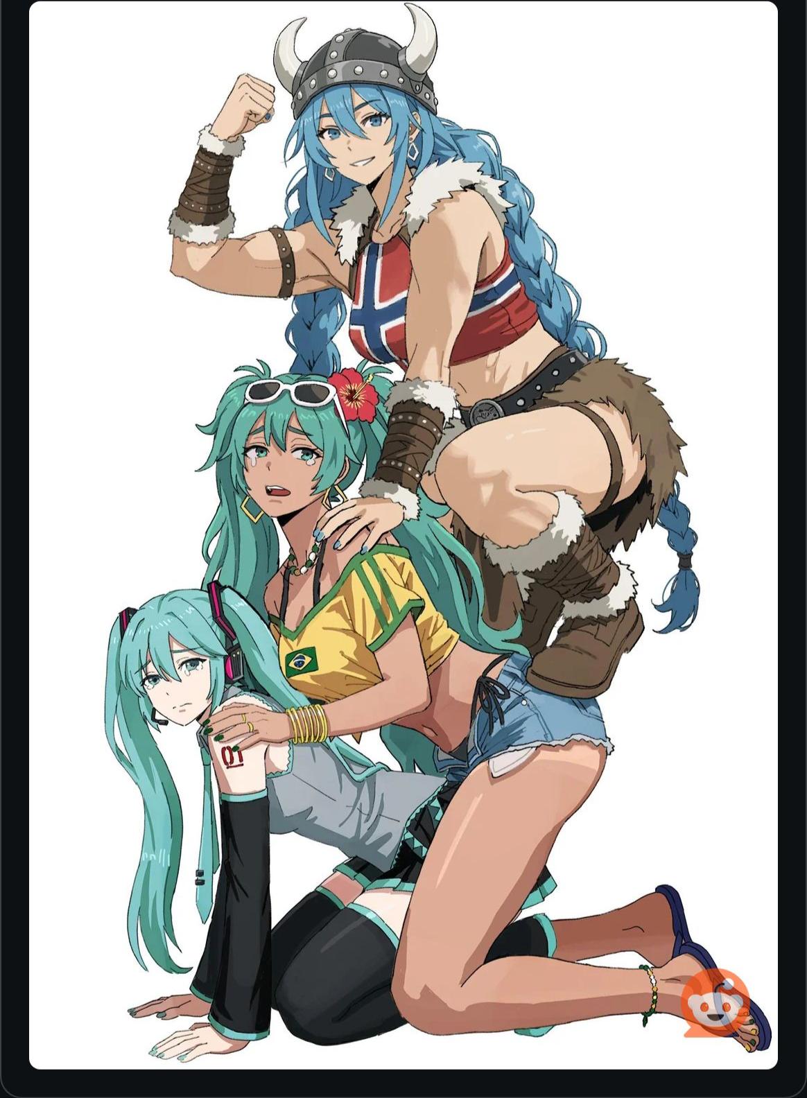 abs brazilian_miku crop_top flag football hatsune_miku national_personification norway norwegian norwegian_female norwegian_flag world_cup