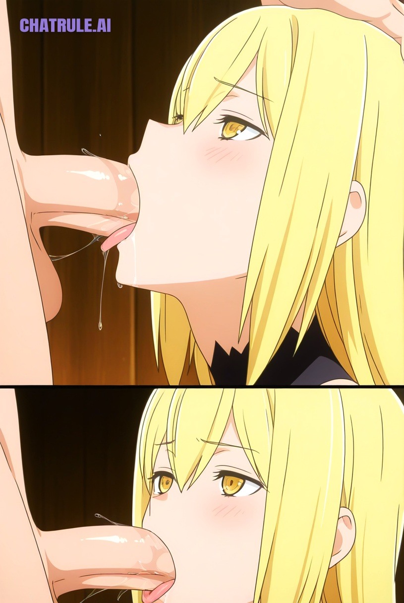 1girl 1girl1boy ai_assisted ai_generated anime_screencap arousal blonde_hair blowjob close_up cock deepthroat erect eyes_rolled_back fellatio hair_between_eyes intimate licking lustful moaning oral_sex penis pleasure quivering saliva slobber straight_hair suction tongue worship yellow_eyes