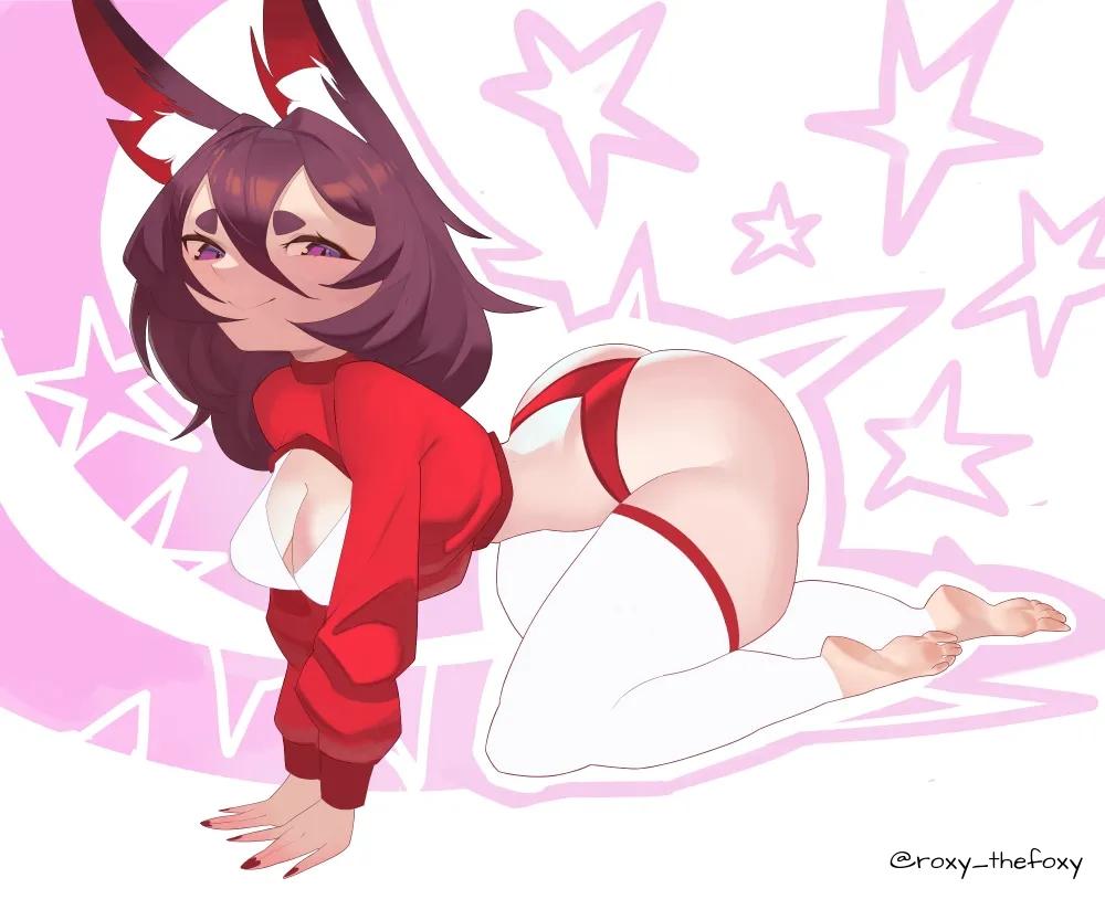 1girl 1girls animal_ear_fluff animal_ears arm_support ass ass_cleavage ass_crack average_breasts bluesky_link breasts brown-haired_female brown_hair butt closed_mouth_smile commission commission_art fingernails hair_between_eyes legwear light_smile looking_sideways looking_to_the_side medium_breasts nail_polish nails oc original original_art original_artwork original_character perky_breasts purple-eyed_female purple_eyes red_fingernails red_nail_polish red_nails roxy_thefoxy smile smiley_face smiling smiling_at_viewer stockings thick_ass thick_butt thigh_highs thighhighs white_legwear white_stockings white_thigh_highs white_thighhighs