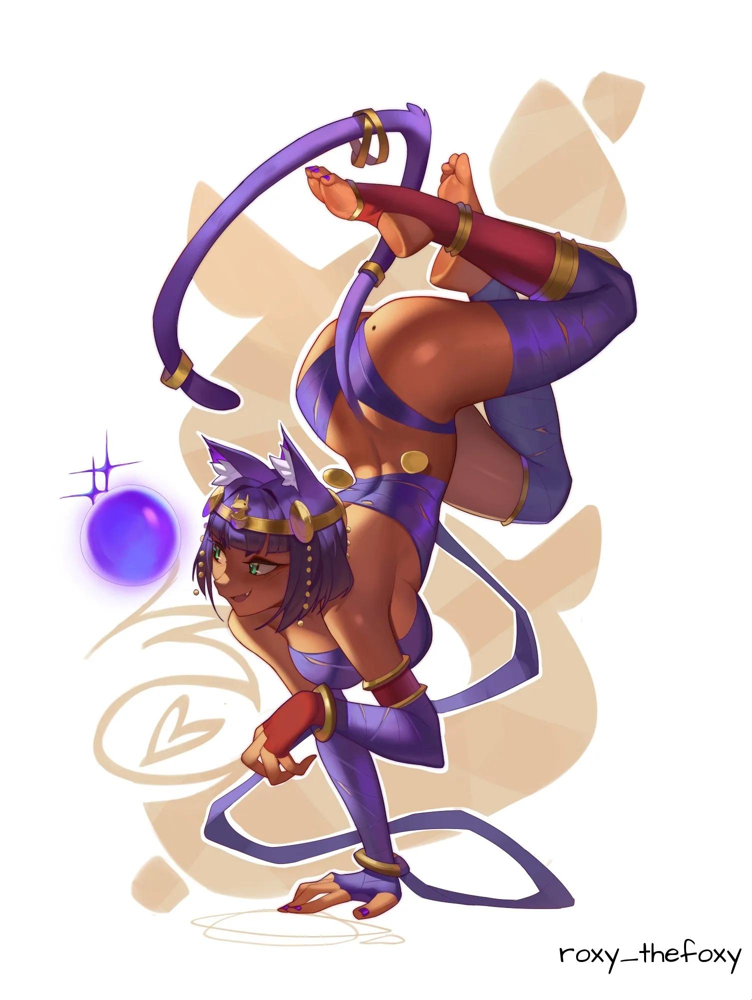 1girls, 2d, 2d (artwork), 2d artwork, adult, adult female, african, african female, animal ear fluff, animal ears, animal tail, ankles, arm support, ass, ass cleavage, ass crack, back, background, baddie, bewitching thighs, big boobs, big breasts, blank background, blunt bangs, bob cut, breasts, brown skin, brown skinned female, brown-skinned female, busty, busty female, busty girl, butt, calves, cat ears, cat girl, cat tail, catgirl, child bearing hips, curvaceous, curvaceous body, curvaceous female, curvaceous figure, curvaceous hips, curvaceous thighs, curvy, curvy body, curvy female, curvy figure, curvy hips, curvy thighs, dangling breasts, digital, digital art, digital drawing, digital drawing (artwork), digital media, digital media (artwork), drawing, egyptian, egyptian female, elbows, feet, feet up, female, female focus, female only, fertile, fertile hips, fingernails, fingers, foot up, full body, green eyes, green-eyed female, groin, handstand, hanging breasts, hourglass figure, inverted bob, knee up, knees, knees up, large boobs, large breasts, lascivious, lean figure, leg lift, leg up, legs, legs up, legwear, lifting leg, mature, mature female, mature woman, median furrow, menat (street fighter), mole, mole on ass, mole on body, mole on butt, monotone background, nail polish, nails, narrow waist, one color background, open mouth, open mouth smile, parted lips, plain background, portrait, posing, posing for the viewer, purple fingernails, purple hair, purple legwear, purple nail polish, purple nails, purple sleeves, purple stockings, purple thigh highs, purple thighhighs, purple toenail polish, purple toenails, purple-haired female, roxy thefoxy, short hair, shoulder blades, shoulders, sideboob, sleeves, slender body, slender waist, slim female, slim waist, smile, smiley face, smiling, soles, solid color background, solo, stockings, street fighter, thick ass, thick butt, thick thighs, thigh highs, thighhighs, thighs, toenail polish, toenails, toes, tongue, voluptuous, voluptuous body, voluptuous female, voluptuous figure, voluptuous woman, white background, wide hips, woman
