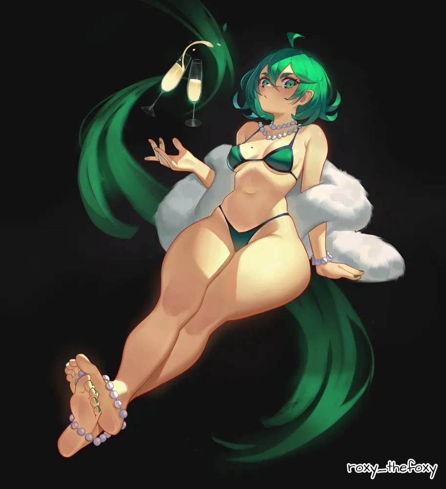 1:1, 1:1 aspect ratio, 1girls, 2d, 2d (artwork), 2d artwork, ahoge, almost naked, almost nude, alternate body type, alternate breast size, alternate breast size (larger), alternative breast size, anime, anime character, ankles, arm support, asian, asian female, asian girl, asian woman, average breasts, background, baddie, bare belly, bare calves, bare chest, bare hands, bare hips, bare knees, bare legs, bare midriff, bare navel, bare shoulders, bare skin, bare soles, bare thighs, bare toes, barefoot, belly, belly button, bewitching thighs, bikini, bikini bottom, bikini only, bikini top, black background, breasts, breasts apart, calves, child bearing hips, coat, collarbone, curvaceous, curvaceous body, curvaceous female, curvaceous figure, curvaceous hips, curvaceous thighs, curvy, curvy body, curvy female, curvy figure, curvy hips, curvy thighs, dark background, different breast sizes, digital, digital art, digital drawing, digital drawing (artwork), digital media, digital media (artwork), drawing, exposed, exposed belly, exposed chest, exposed hips, exposed legs, exposed midriff, exposed navel, exposed shoulders, exposed skin, exposed thighs, exposed toes, fanart, feet, female, female focus, female only, fertile, fertile hips, fingernails, fingers, from below view, from front, front view, full body, full body view, green bikini, green bikini bottom, green bikini top, green eyes, green fingernails, green hair, green nail polish, green nails, green swimsuit, green swimwear, green toenail polish, green toenails, green-eyed female, green-haired female, groin, hair between eyes, halterneck, head tilt, hip dips, hourglass figure, inframammary fold, inguinal crease, inguinal ligament, j.c. staff, japanese, japanese female, japanese girl, japanese woman, knees, lascivious, lean figure, legs, legs closed, legs together, looking at viewer, looking down, looking down at viewer, low angle view, low-angle shot, medium breasts, midriff, mole, mole on body, mole on breast, mole on chest, monotone background, mostly nude, nail polish, nails, naked, naked female, naked woman, narrow waist, navel, nearly nude, necklace, nipple bulge, no shoes, nude, nude female, nudity, one color background, one-punch man, plain background, posing, posing for the viewer, posing naked, posing nude, practically nude, roxy thefoxy, short hair, shoulders, skindentation, slender body, slender waist, slim female, slim waist, soles, solid color background, solo, string bikini, swimsuit, swimwear, tatsumaki, thick thighs, thighs, thighs together, tilted head, toenail polish, toenails, toes, view from below, viewed from below, voluptuous, voluptuous body, voluptuous female, voluptuous figure, voluptuous woman, wide hips, wine