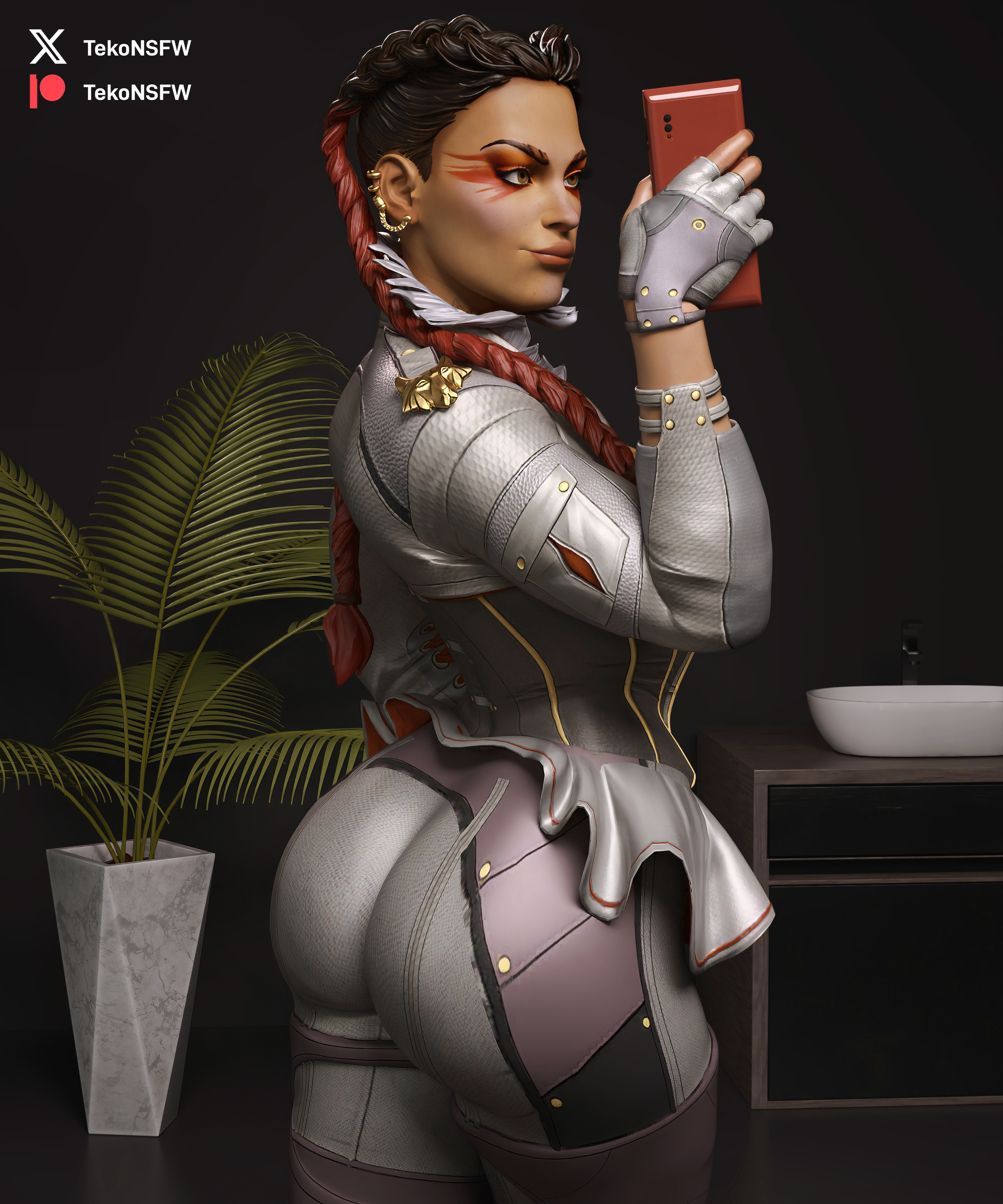 1girls, 3d, apex legends, ass, barefoot, big ass, big booty latina, braided hair, female, female only, loba (apex legends), long hair, solo, tagme, tekonsfw