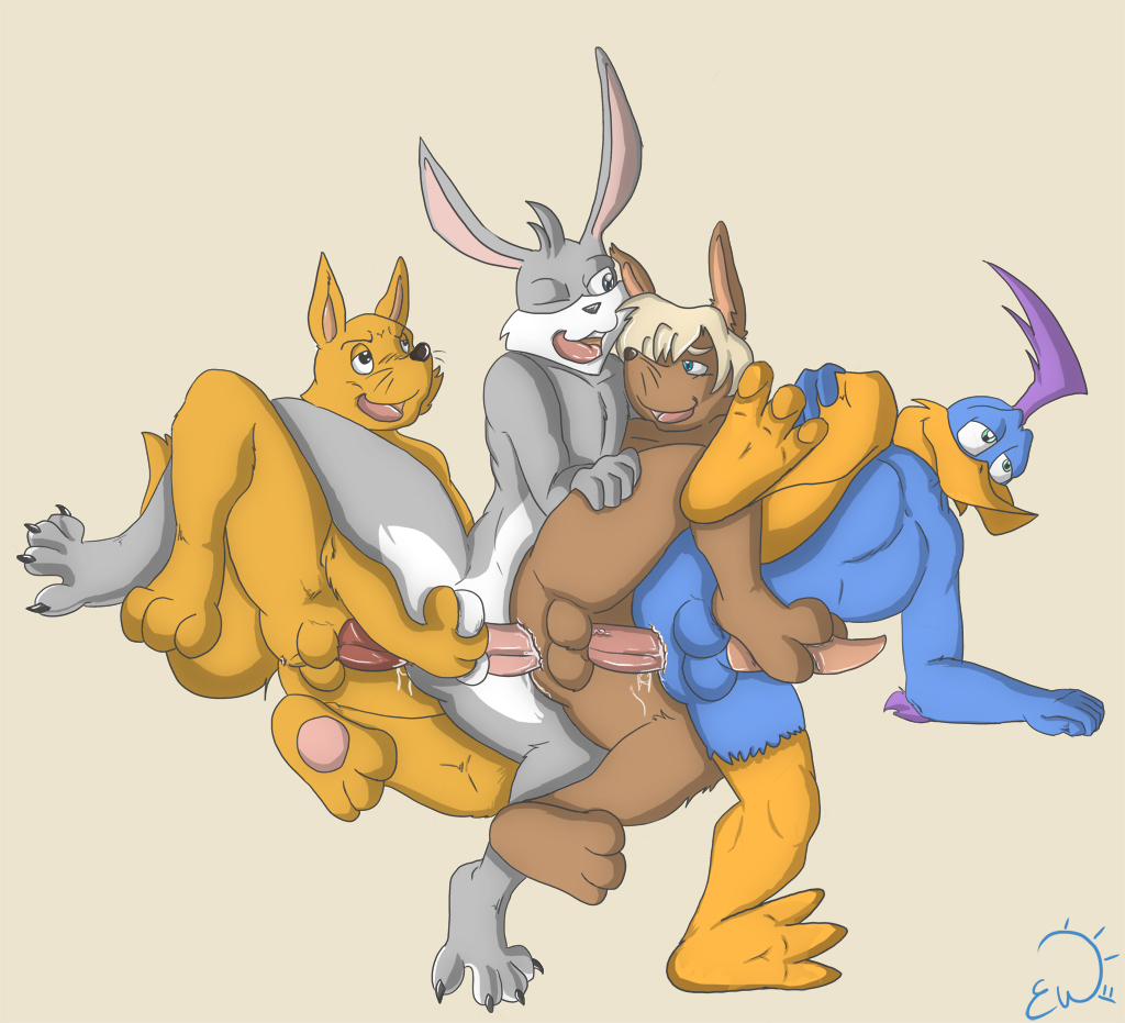 ace_bunny anthro crossover exawolf gaon kaiketsu_zorori loonatics_unleashed male male_only mantrain rev_runner soft_feathers train zorori