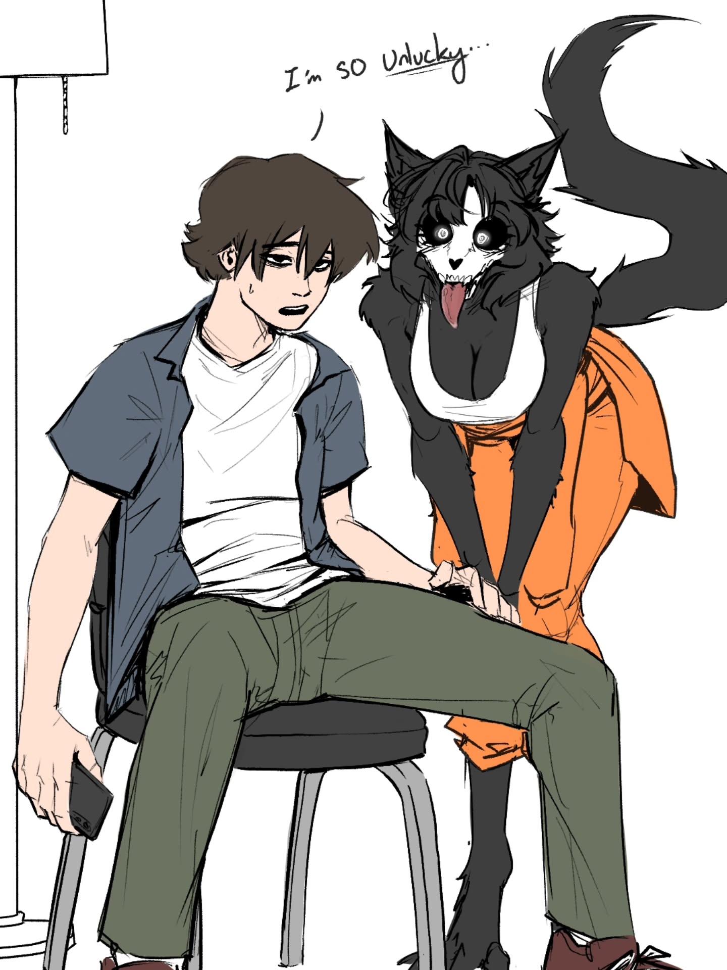1girls, anthro, bent over, canid, canine, canis, cleavage, entity, female, furry, human, mal0, male, malo, monster girl, scp foundation, scp-1471, scp-1471-a, wolf, wolf girl