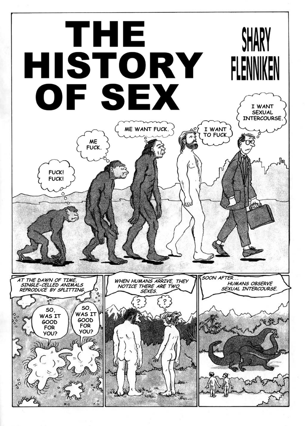 adam_and_eve amelia_earheart casual christianity comic dinosaur female garden_of_eden history human male nudist pale_skin public_domain religion shary_flenniken tagme