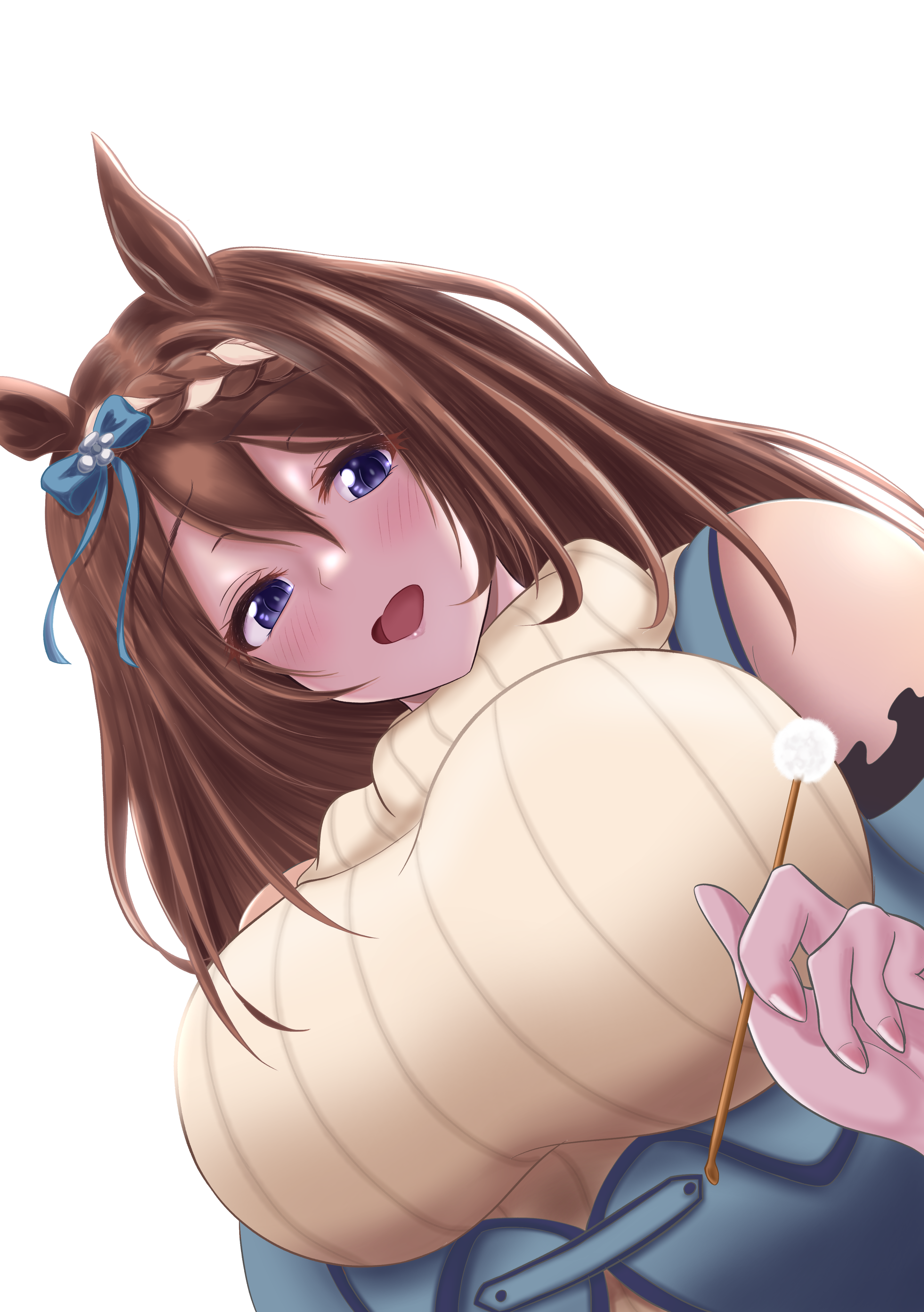 1girls, ear cleaning, horse ears, horse girl, mimikaki, point of view, pokoniki, pov, solo, super creek (murmuring stream) (umamusume), super creek (umamusume), umamusume, umamusume pretty derby