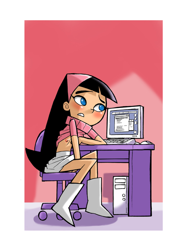 1girls black_hair blue_eyes blush color computer computer_mouse computer_screen digital_media_(artwork) flat_chest gooning hairband keyboard lifting_shirt long_boots lowres masturbation nickelodeon small_breasts straight_hair tagme the_fairly_oddparents trixie_tang uncensored union_of_the_snake