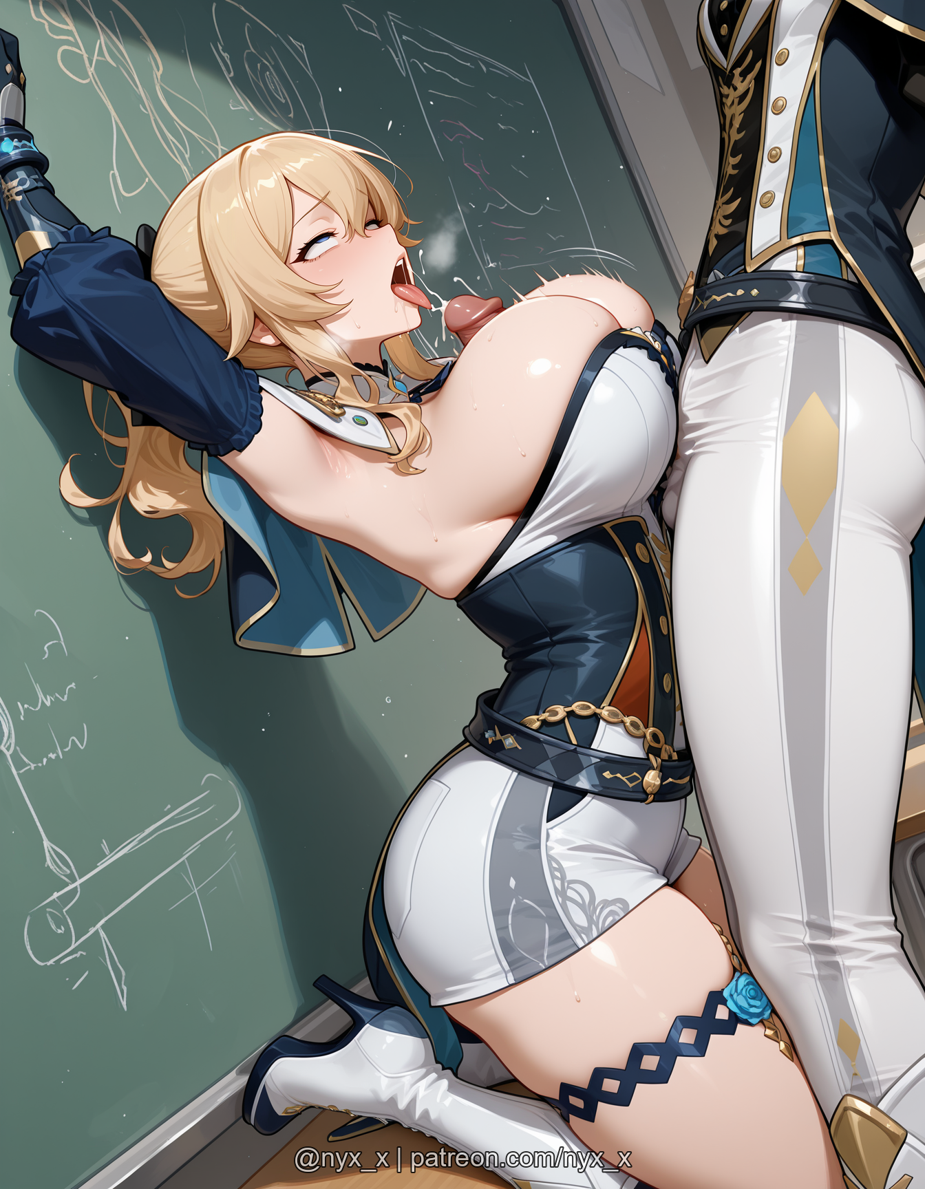 ai generated, classroom, cum, fully clothed, genshin impact, jean gunnhildr, nyx x, paizuri, titjob