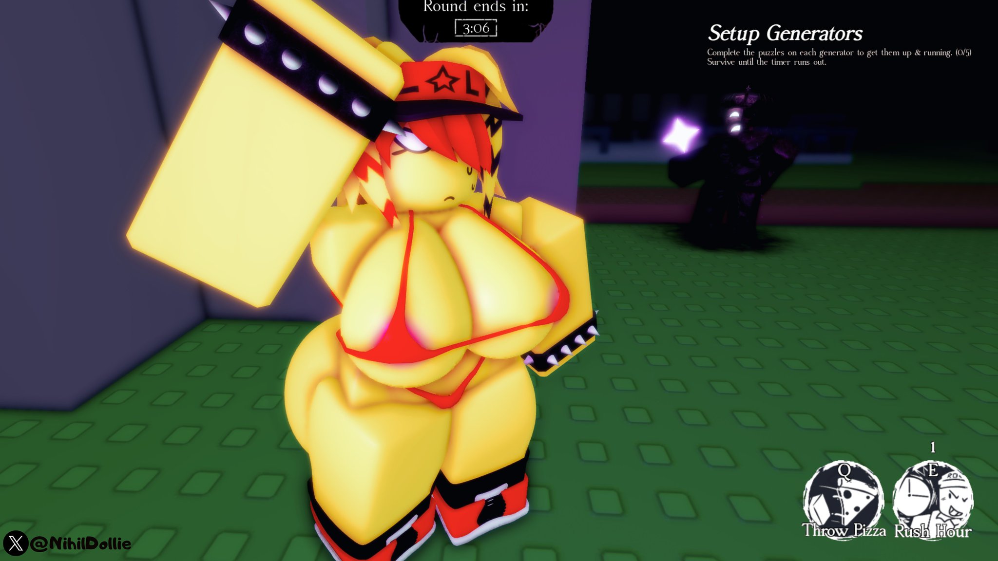 1girls, 3d, 3d (artwork), 3d model, big ass, big breasts, bikini, boots only, elliot (forsaken), forsaken (roblox), large ass, large breasts, nihildollie, noli (forsaken), roblox, roblox game, robloxian, scenecore elliot, shoes only, solo, solo female, studded bracelets, zavie (forsaken)