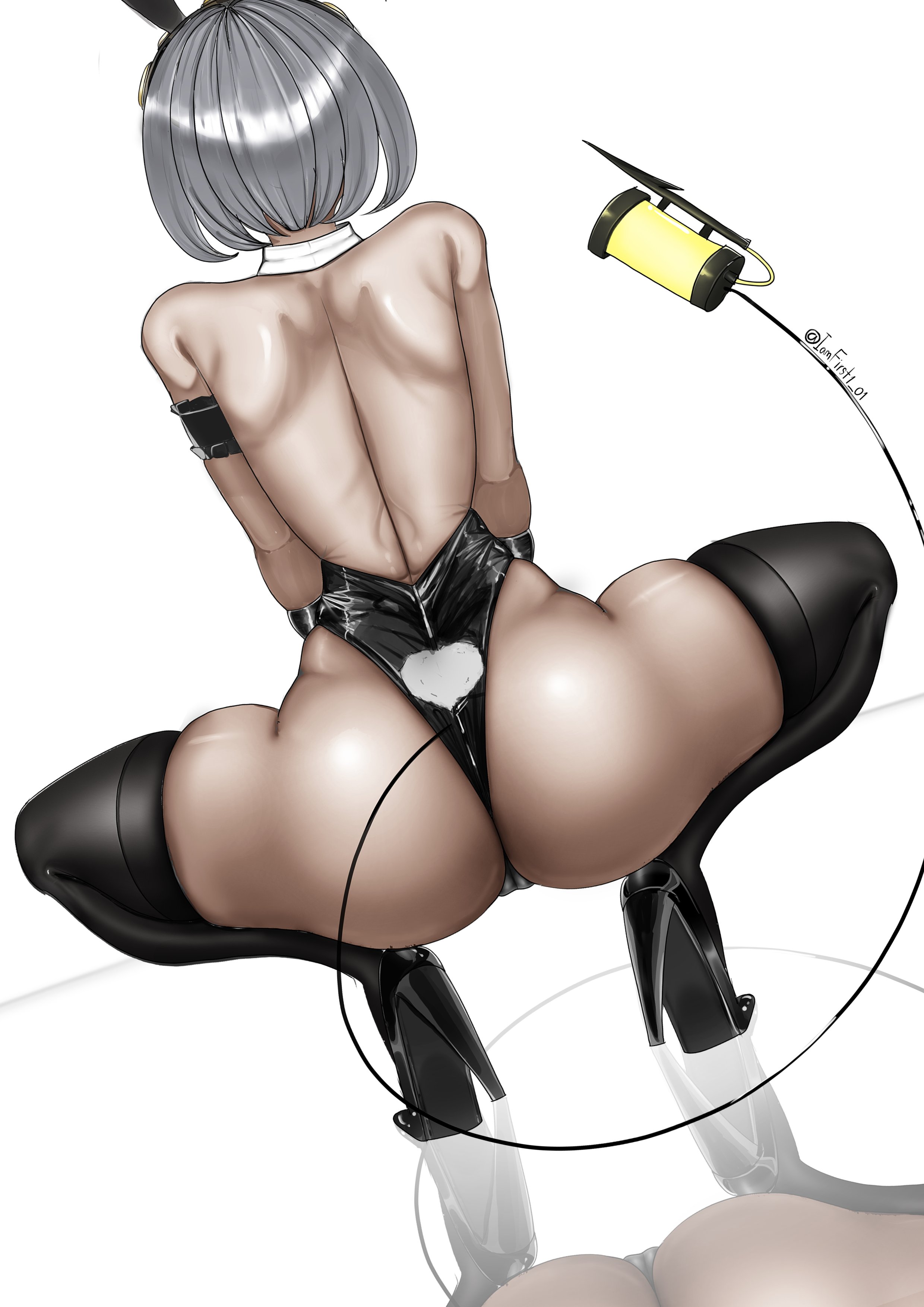 ass, ass focus, back view, bunnysuit, female, female only, first1.01, murder drones, on, squatting, v (murder drones)