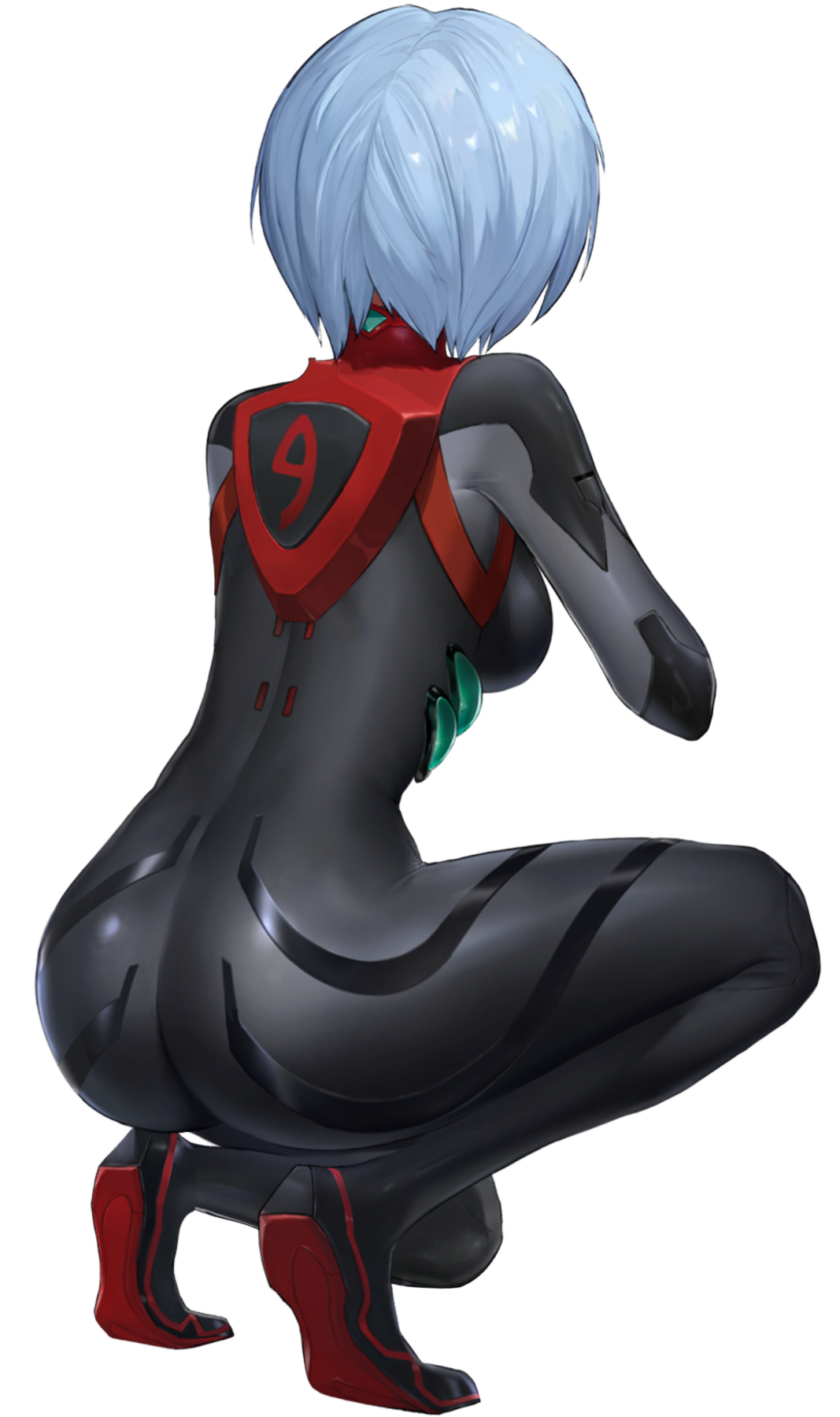 aged up, albino, alpha channel, ass, ass cheeks, ass focus, ayanami rei, backboob, black plugsuit, blue-haired female, breasts, bubble butt, clone, crossover, curvaceous, fanservice, female, female focus, female only, for sticker use, goddess of victory: nikke, hi res, high heel boots, holding weapon, japanese female, kneeling, light skin, light-skinned female, neon genesis evangelion, no background, no underwear, on ground, on knees, pale skin, pale-skinned female, perky ass, plugsuit, png, png conversion, png file, rear view, rebuild of evangelion, rei ayanami, render, round ass, short-haired female, skin tight suit, skindentation, skintight, slim body, slim waist, sticker, sticker template, studio khara, tight bodysuit, tight clothing, transparent background, transparent png, unseen female face