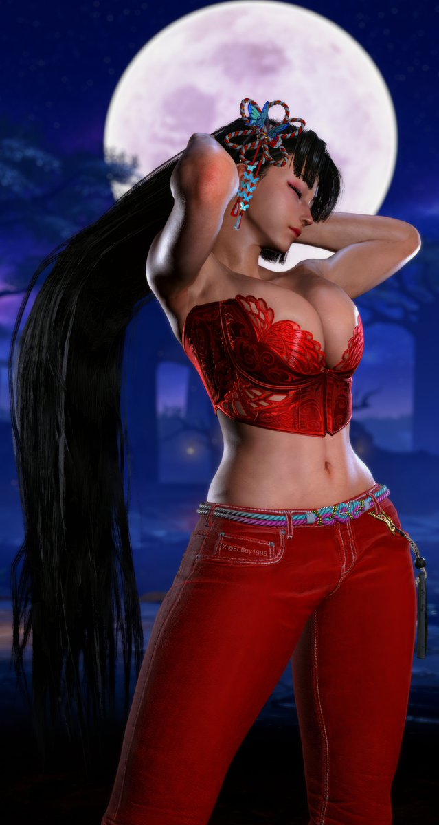 3d, big breasts, breasts, brown hair, bursting breasts, busty, capcom, cleavage, corset, fatal fury, female, female focus, female only, hourglass figure, large breasts, long hair, mai shiranui, mai shiranui (street fighter 6), navel, overflowing breasts, pinup, pinup pose, screenshotboy96, snk, street fighter, street fighter 6, tagme, wide hips