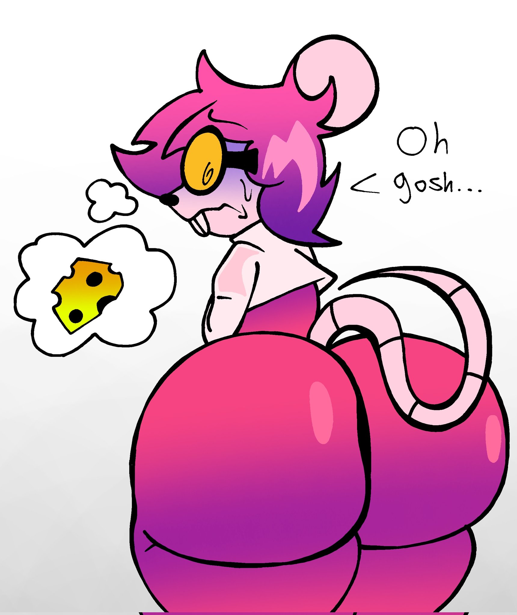 anal, anal addiction, anal invitation, anal suggest, ass, big ass, big butt, bubble ass, bubble butt, cheese, fuchsia hair, fur, goommymuffin, lucas lora7, lucaslora, muffin (goommymuffin), murid, rodent, thick ass, thick hips, thick thighs, twitter username, white background