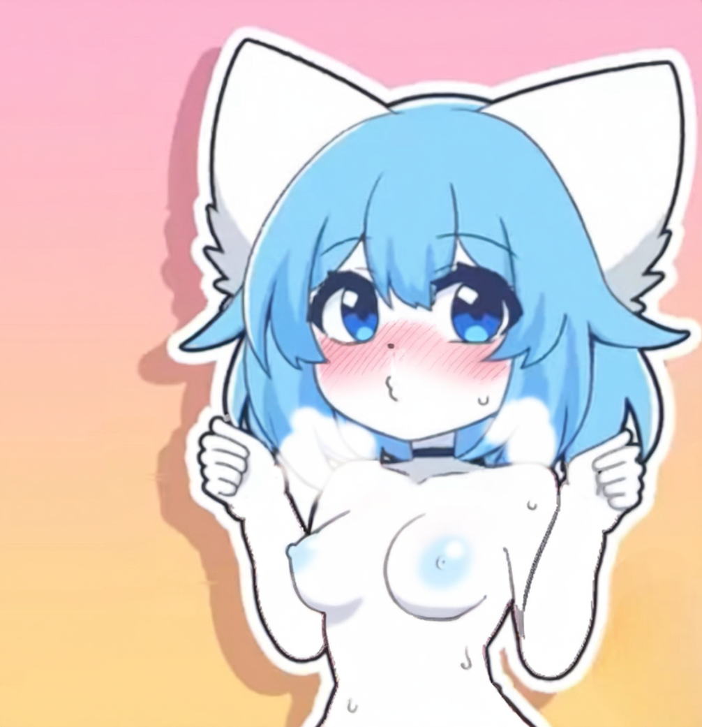 ai ai_generated animal_ears arms_to_side ass background because_i_had_nothing_better_to_do_lol blue_eyes blue_hair blush bottom breasts clothes_removed duckface edit novelai nude parody puckered_lips tagme virtual_youtuber wolfychu youtube youtuber