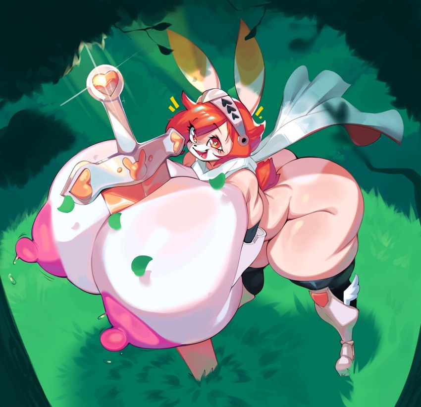 big breasts, breasts, bulumble-bee, bunny girl, clare (themushlord), female, furry, huge breasts, hyper breasts, knight