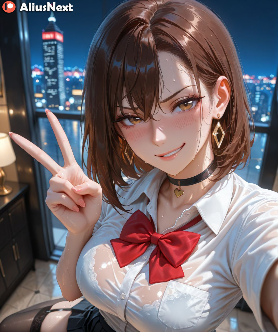 1girls, ai generated, aliusnext, ass, ayase momo, big ass, big breasts, breasts, brown eyes, brown hair, dandadan, female, female only, hi res, high quality, highres, huge ass, huge breasts, light skin, light-skinned female, lingerie, massive ass, massive breasts, mature, mature female, medium breasts, medium hair, patreon, peace sign, selfie, stockings, sweat, sweatdrop, sweating, sweaty, sweaty body, sweaty breasts, teenage female, teenager, thick, thick ass, thick hips, thick legs, thick lips, thick thighs, voluptuous, voluptuous body, voluptuous female