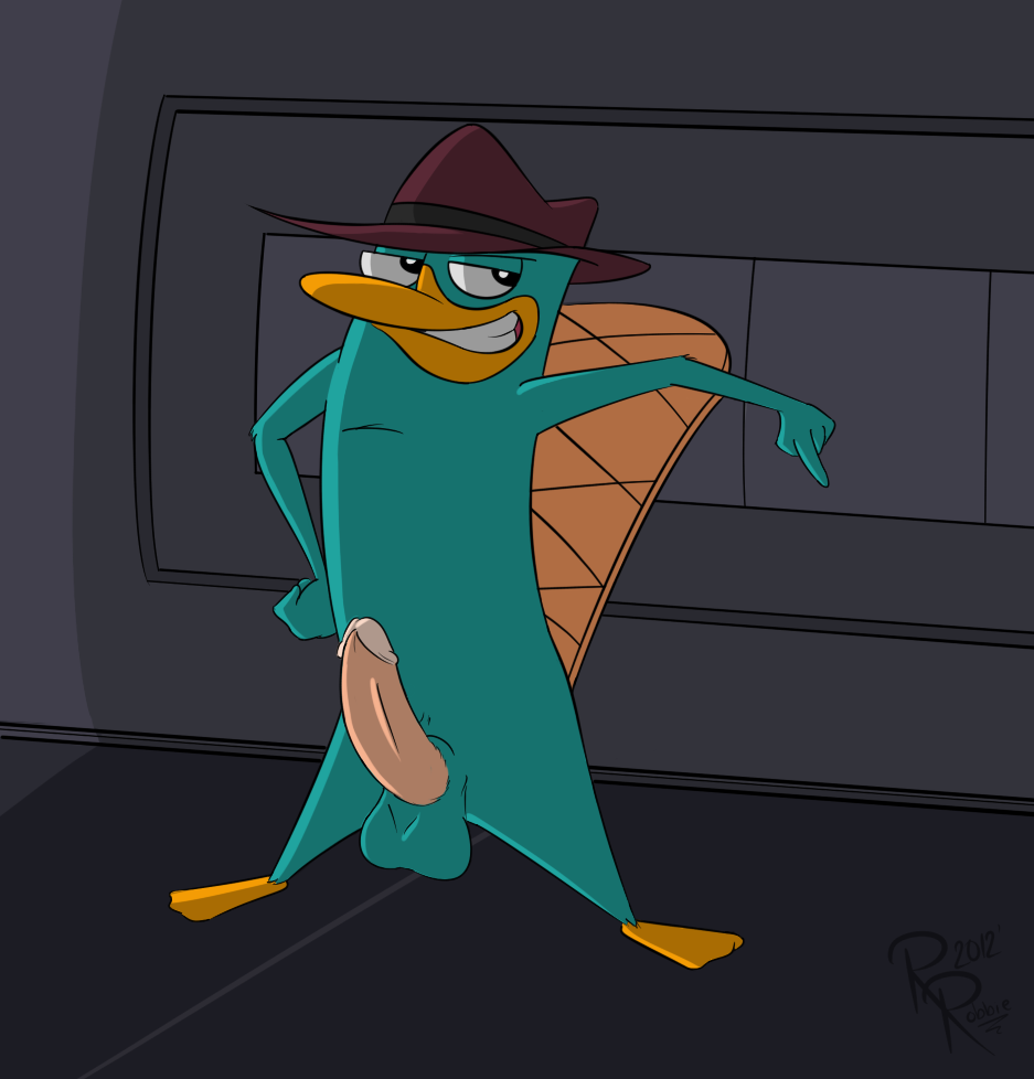 balls erection feral fur male male_only mammal monotreme penis perry_the_platypus phineas_and_ferb platypus rotten_robbie solo