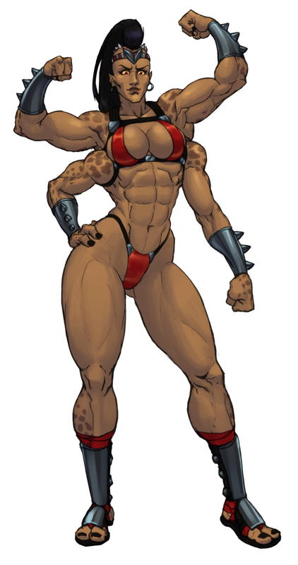 female jiggeh mortal_kombat muscle_girl muscles sheeva spikes strong