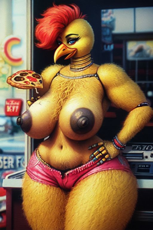 ai_generated animatronic avian beak bird breasts cum dark five_nights_at_freddy's fluffy galliform hairy hyper milf naked nipples nude pink_shorts pizza_shop prostitute realistic shorts thong toy_chica_(fnaf) very_hairy yellow_fur yellow_skin